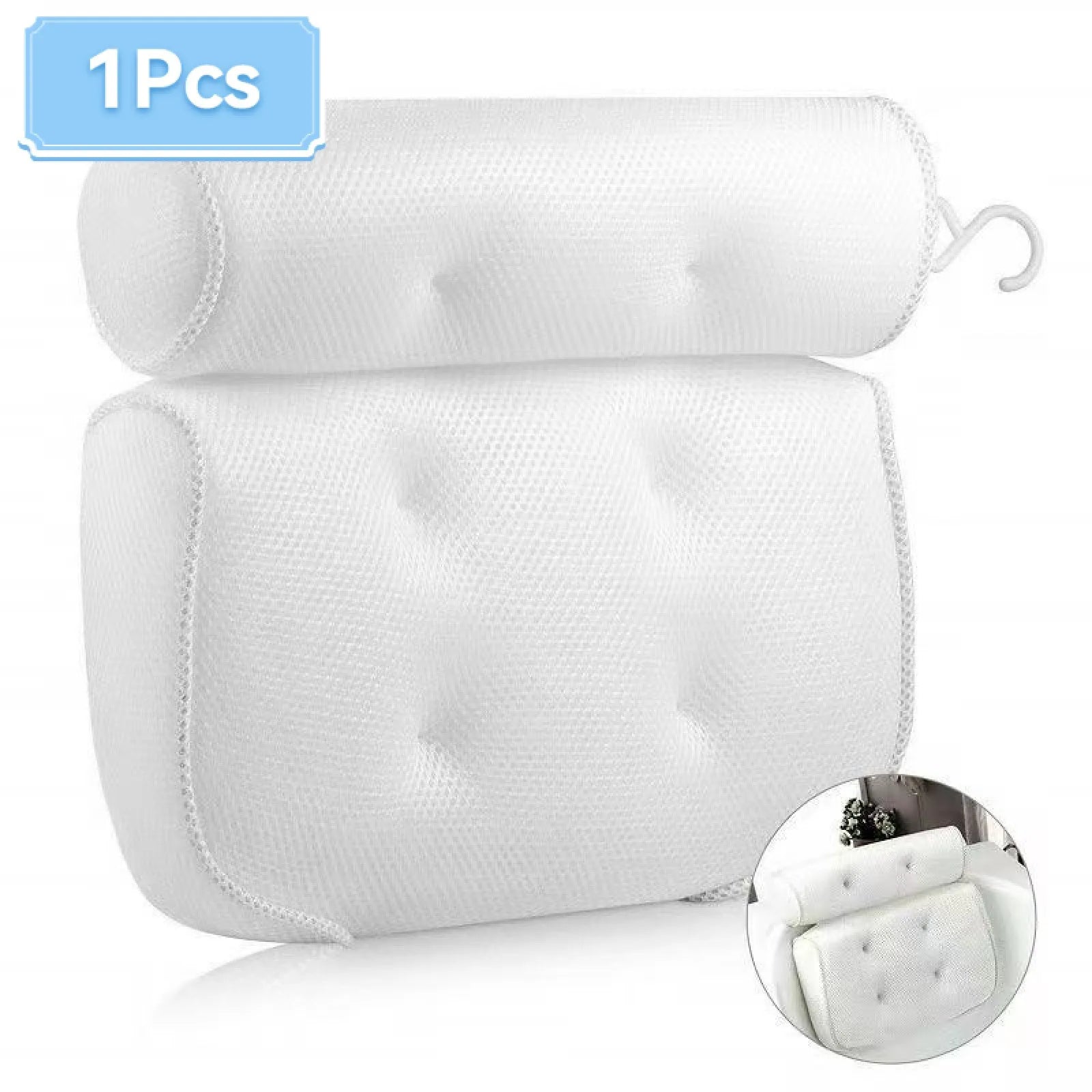 Spa Bathtub Pillow with Anti-Slip Suction Cups for Neck and Back Support