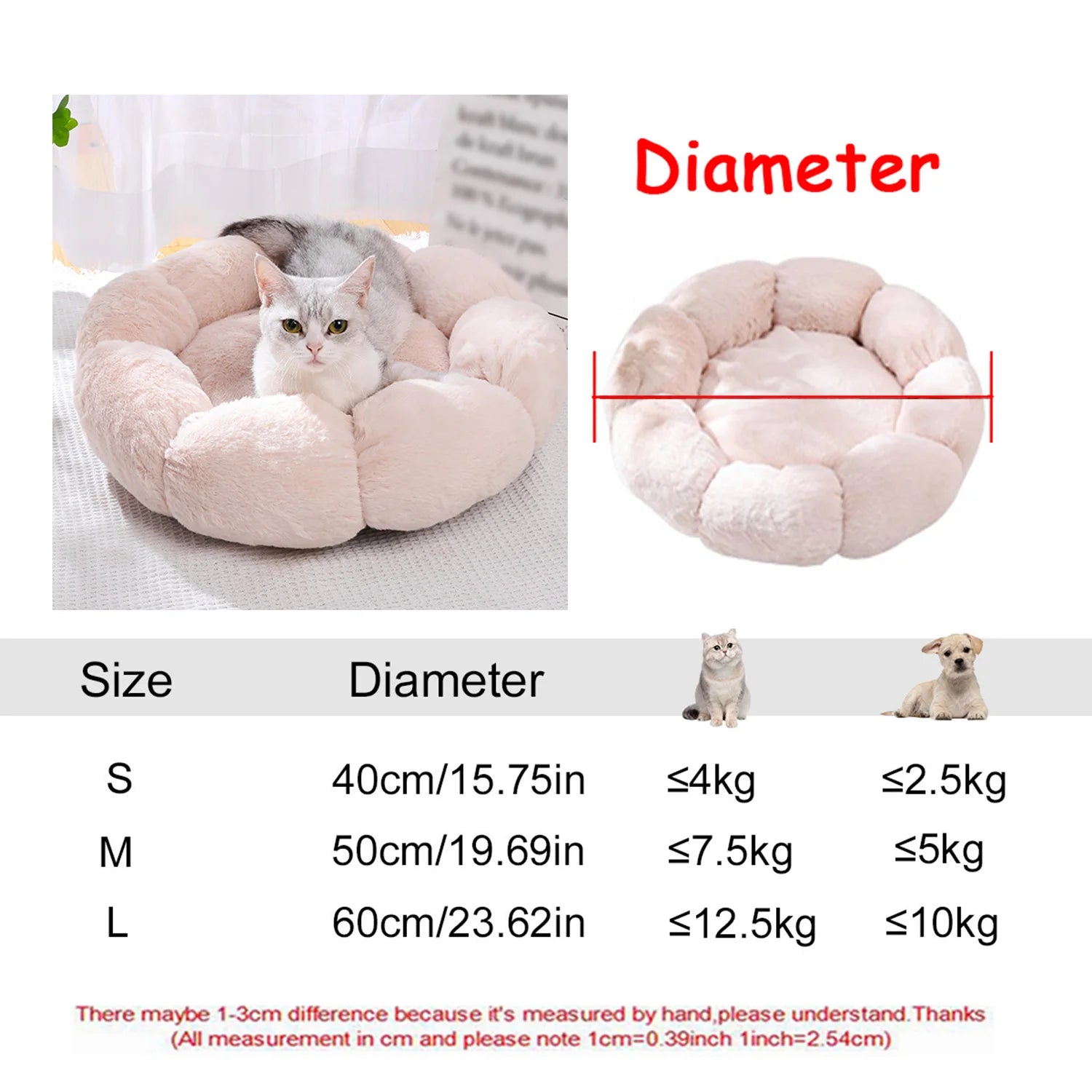 Round Dog Bed Winter Warm Cat Bed
