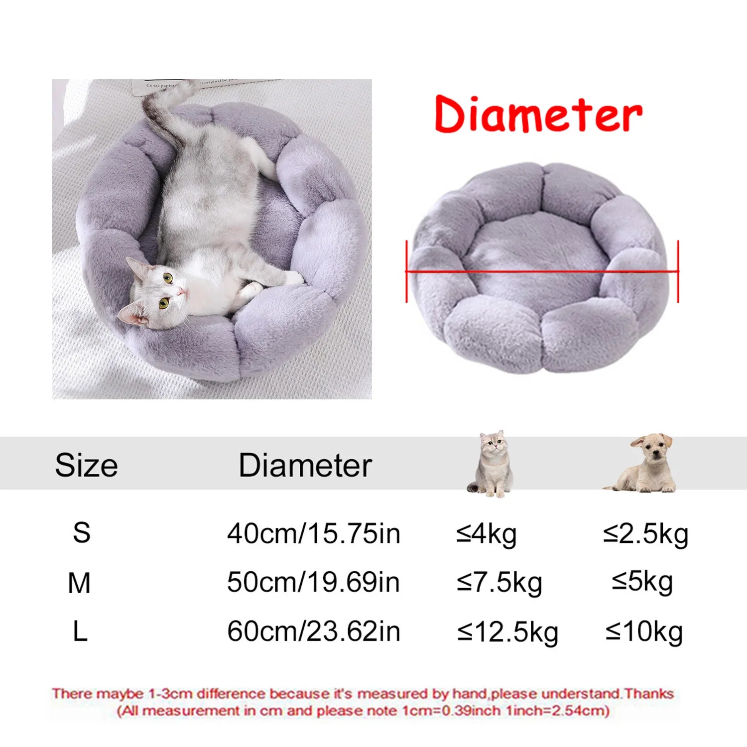 Round Dog Bed Winter Warm Cat Bed