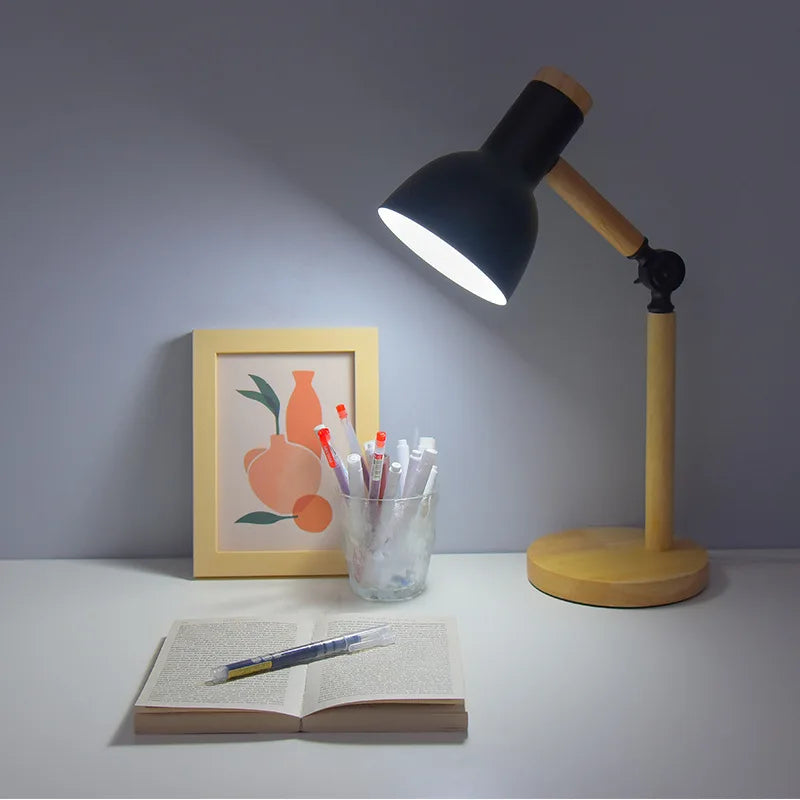 Nordic Table Lamp Wooden Art LED Turn Lamp