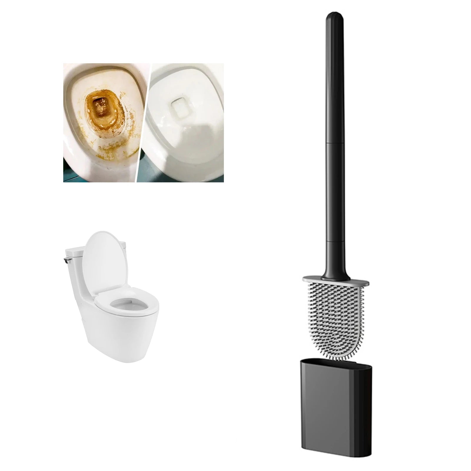 Deep-Cleaning Silicone Toilet Bowl Brush