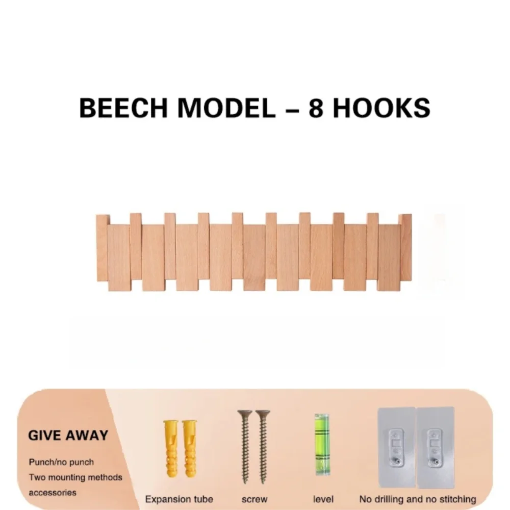 Piano Foldable Wooden Flip Hook Wall Rack