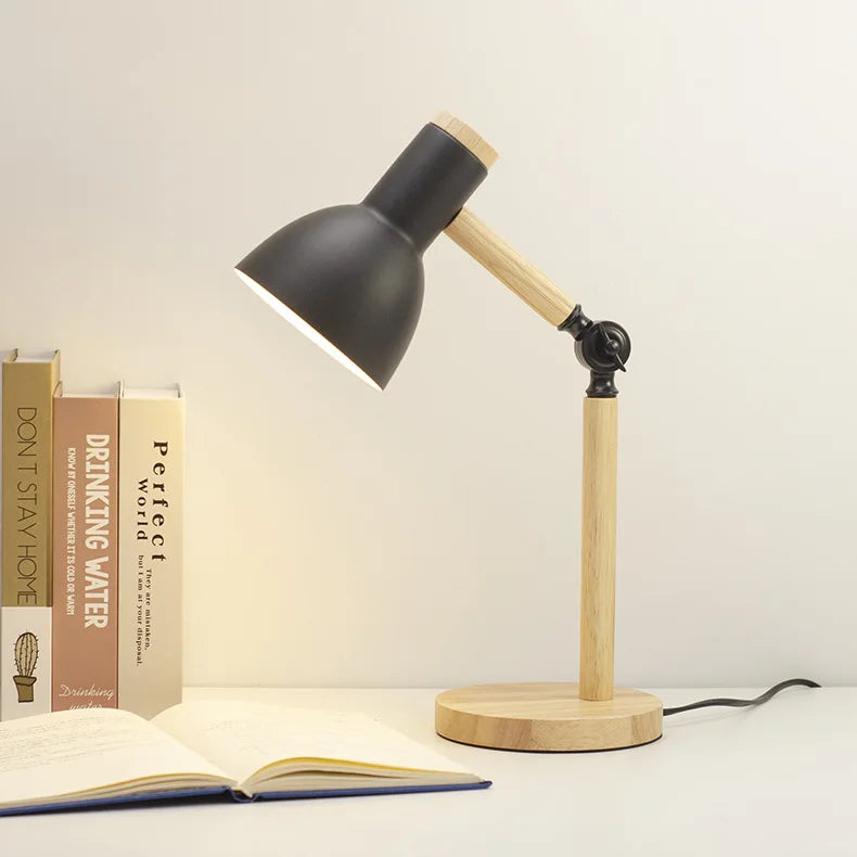 Nordic Table Lamp Wooden Art LED Turn Lamp