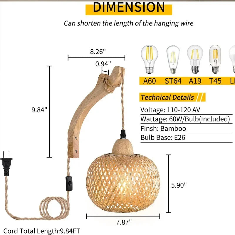 Led Rattan Wall Lamp