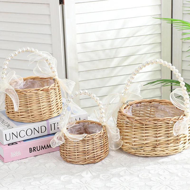 Handmade Storage Rack Woven Flower Baskets