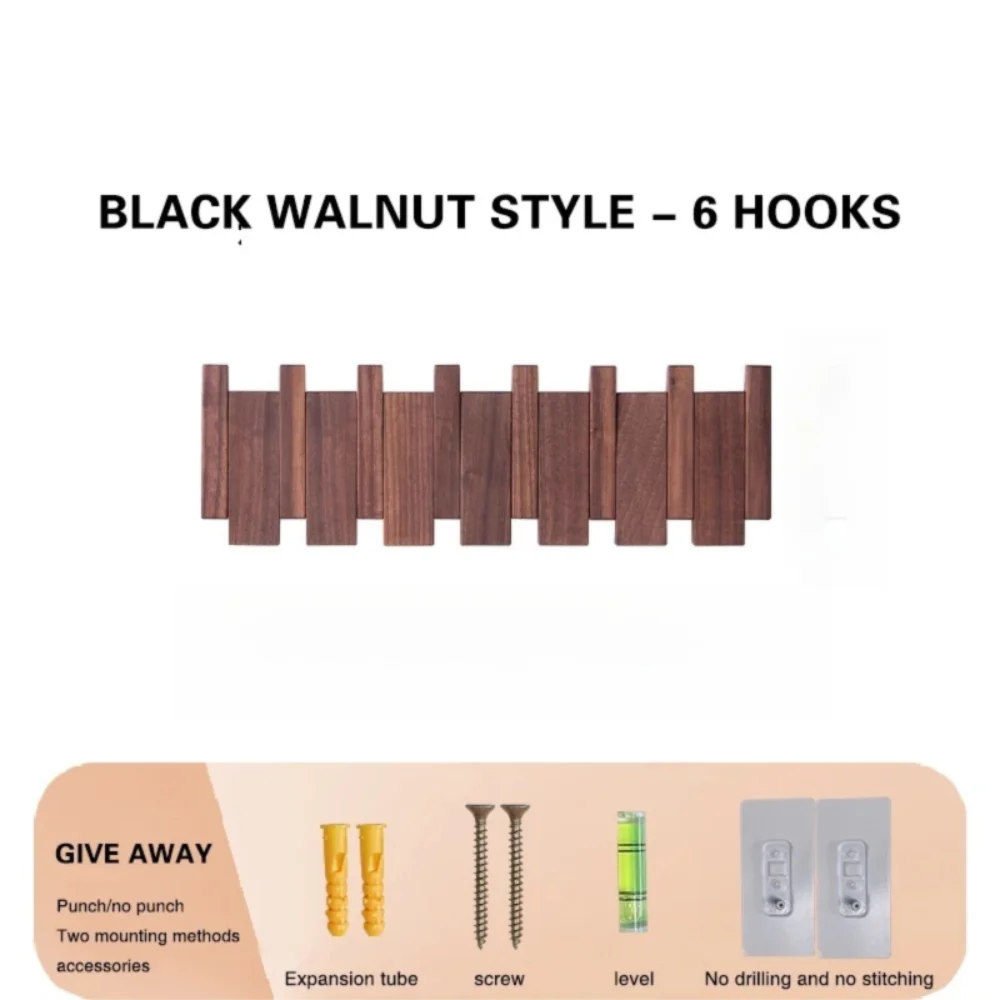Piano Foldable Wooden Flip Hook Wall Rack