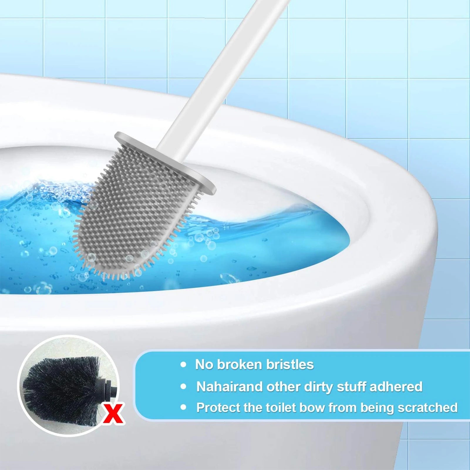 Deep-Cleaning Silicone Toilet Bowl Brush