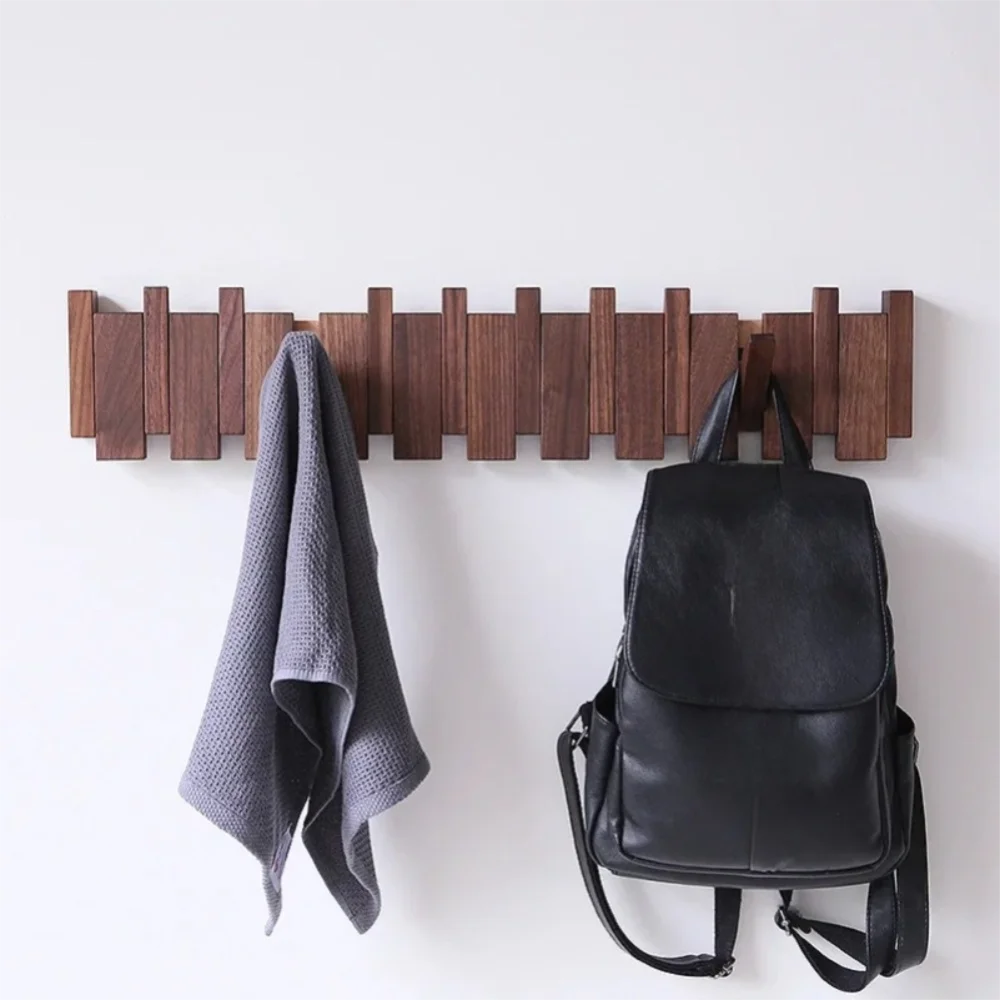 Piano Foldable Wooden Flip Hook Wall Rack