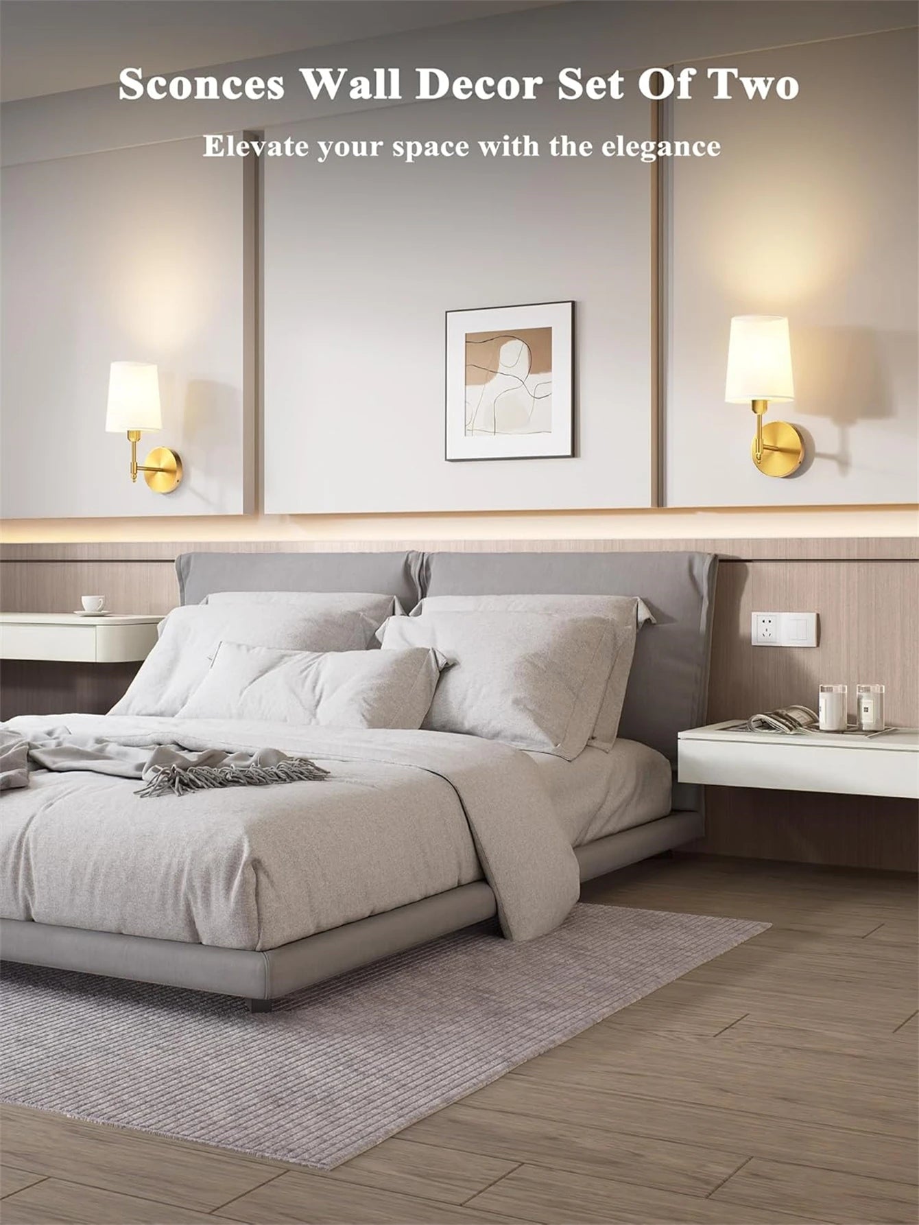Wireless Rechargeable Battery-Powered Wall Light with 4000 Mah