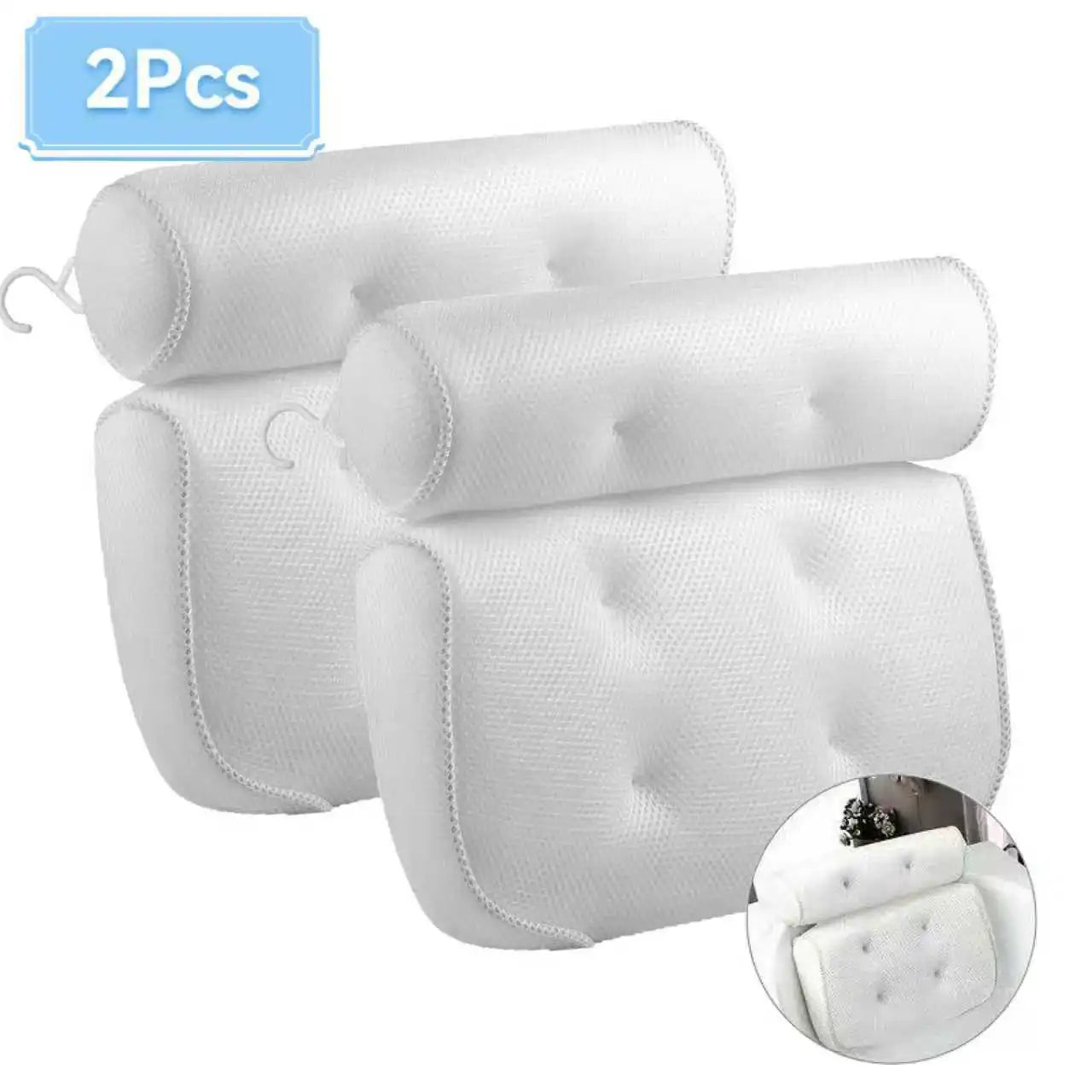 Spa Bathtub Pillow with Anti-Slip Suction Cups for Neck and Back Support