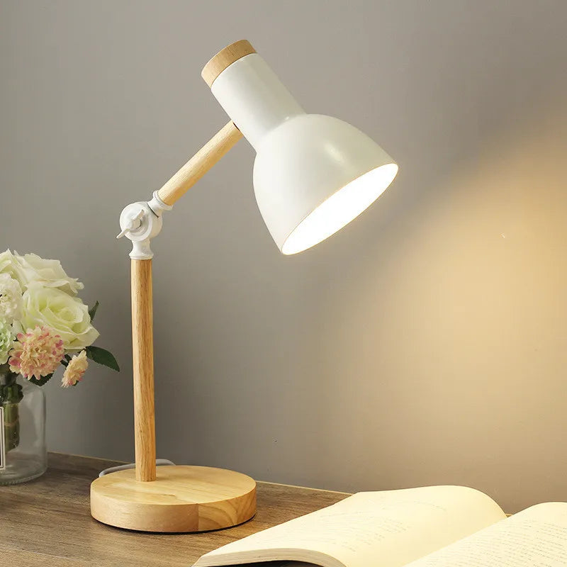 Nordic Table Lamp Wooden Art LED Turn Lamp