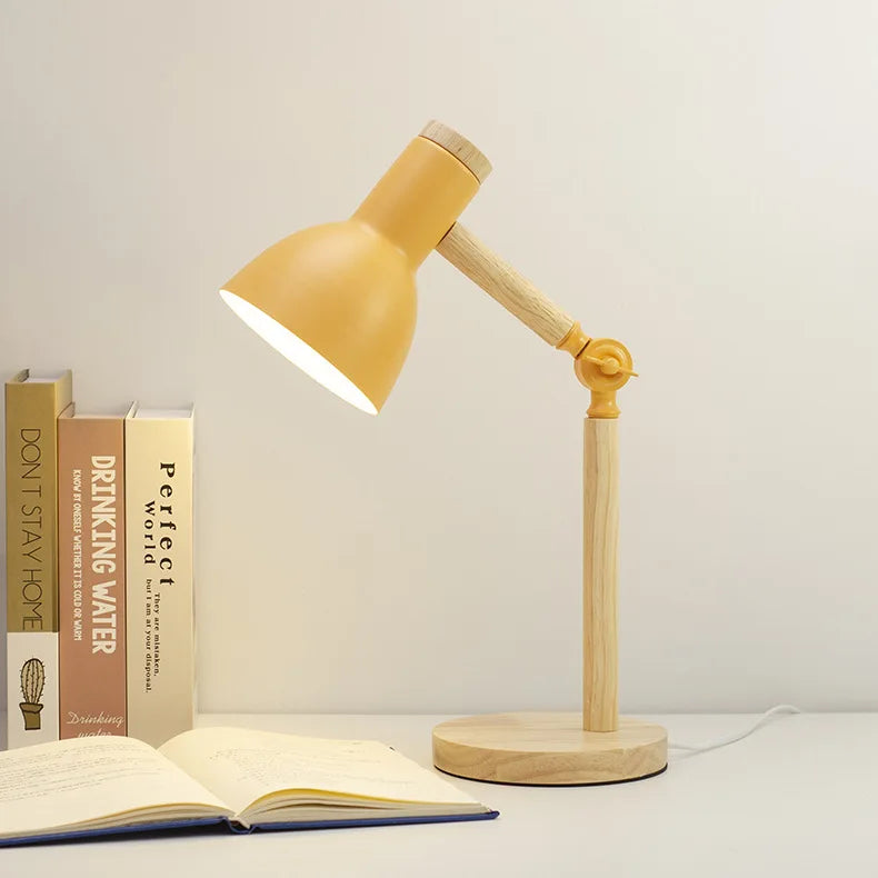 Nordic Table Lamp Wooden Art LED Turn Lamp