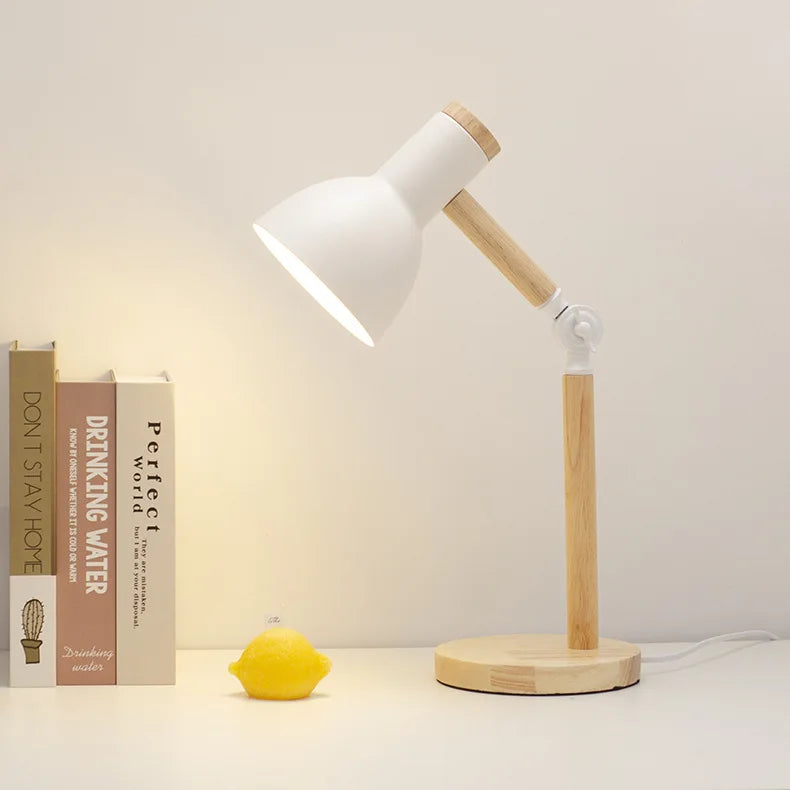Nordic Table Lamp Wooden Art LED Turn Lamp
