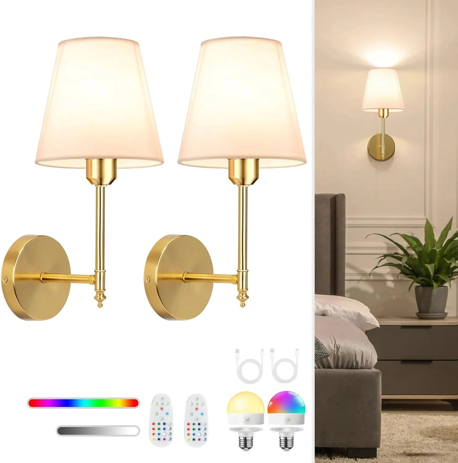 Wireless Rechargeable Battery-Powered Wall Light with 4000 Mah