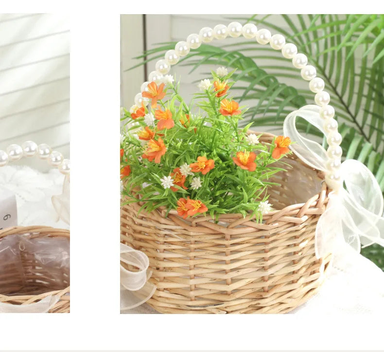 Handmade Storage Rack Woven Flower Baskets