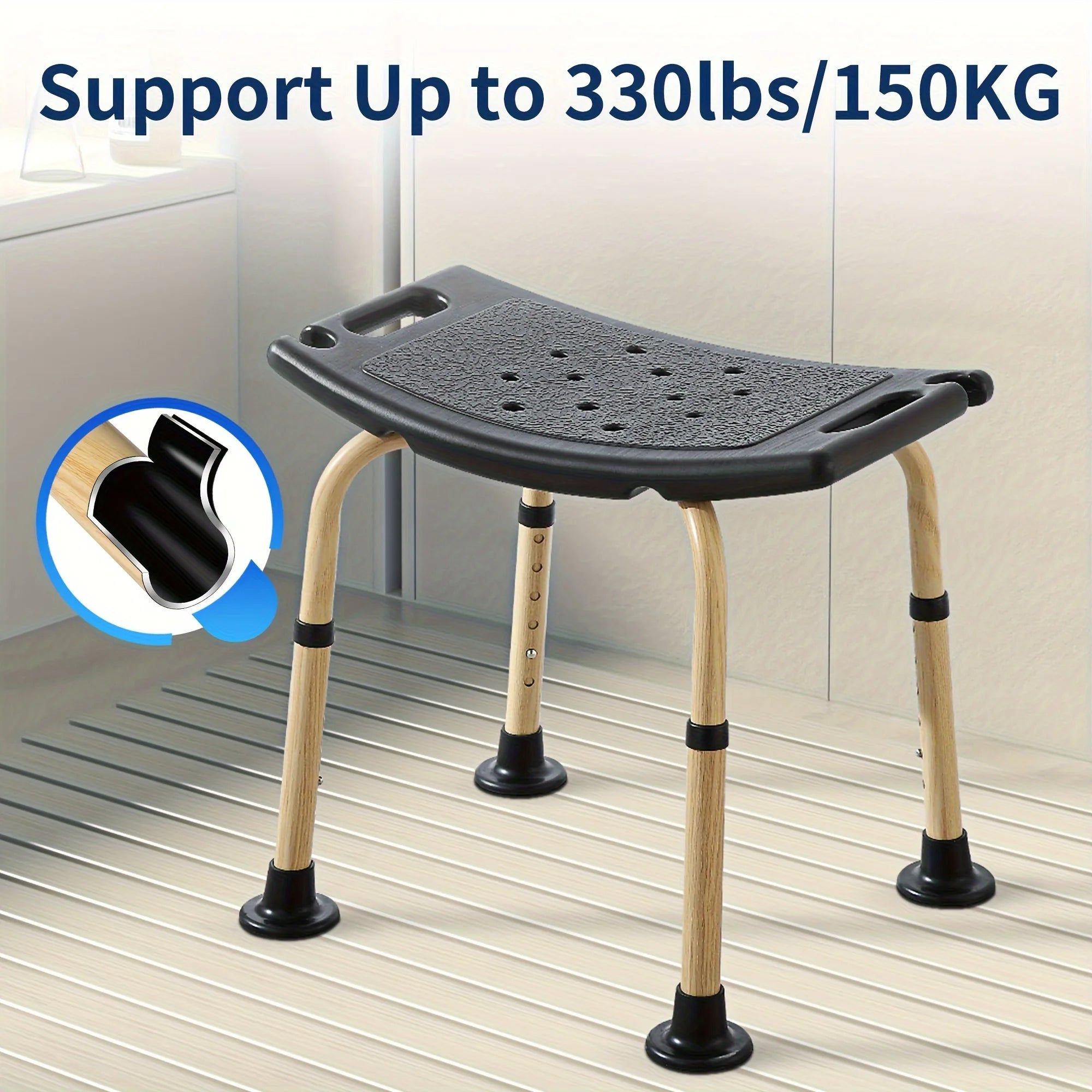 Shower Chair with 6 Levels of Height Adjustment