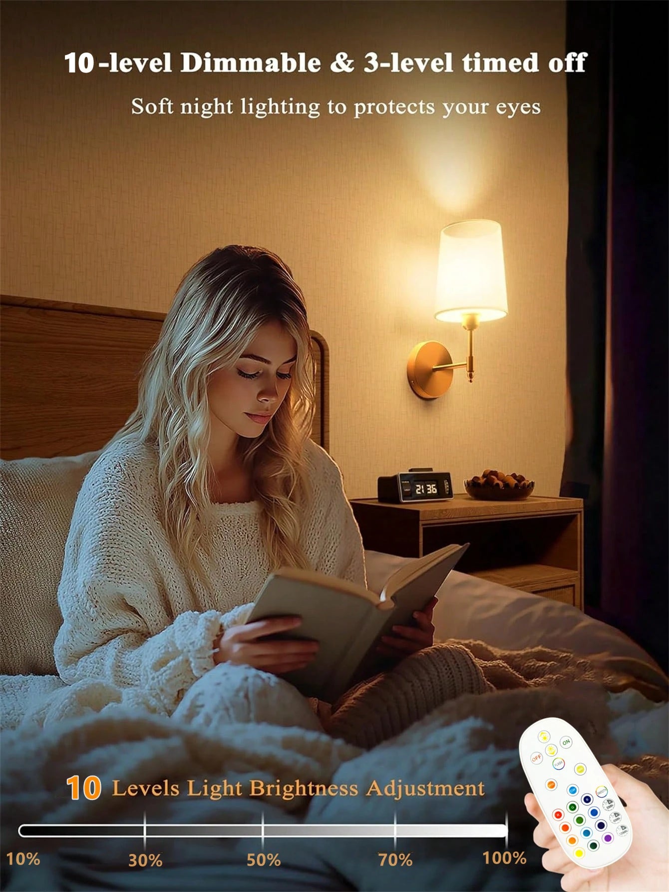 Wireless Rechargeable Battery-Powered Wall Light with 4000 Mah