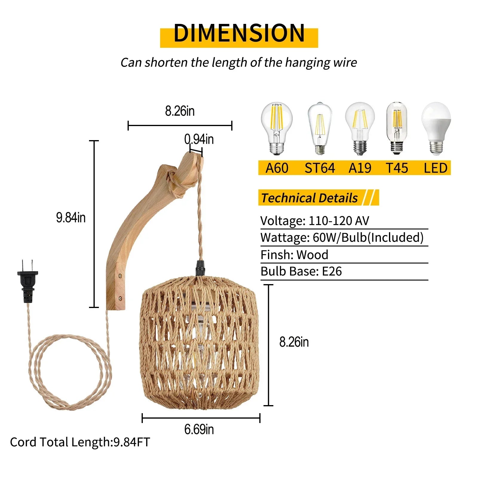 Led Rattan Wall Lamp