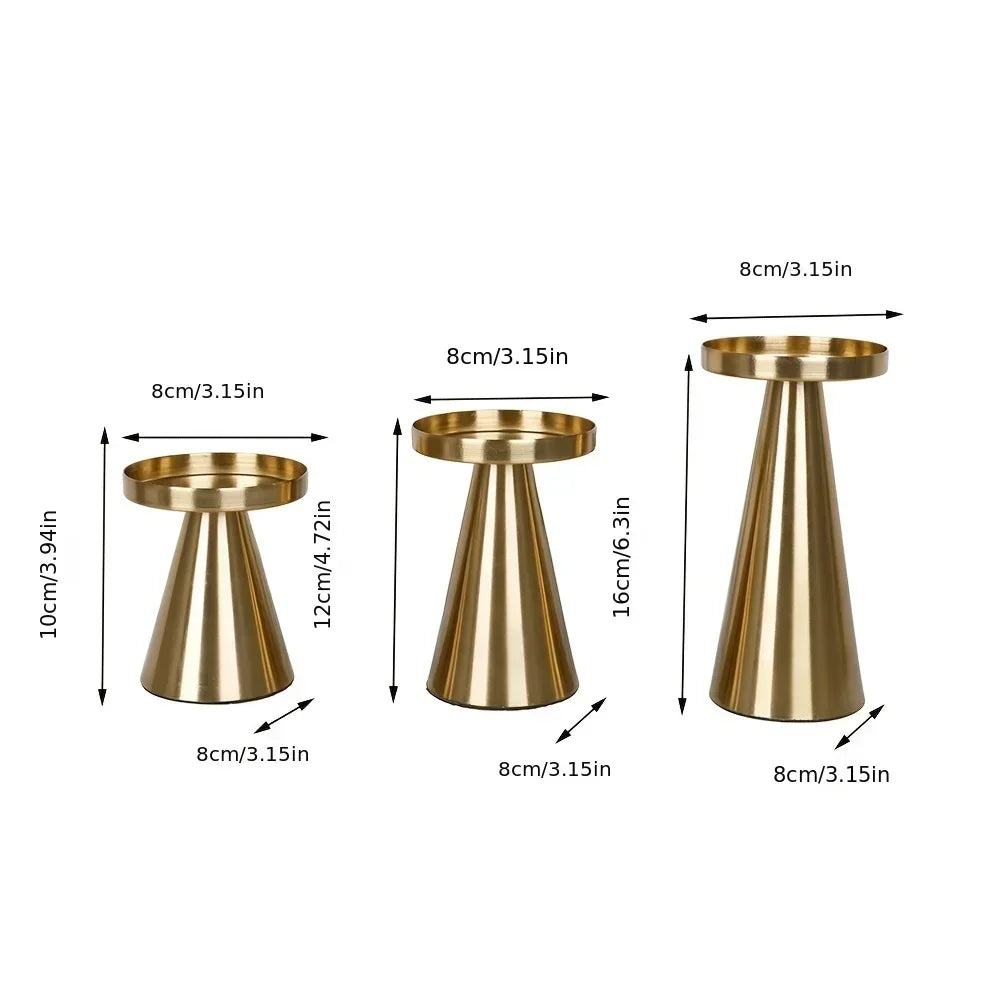 Golden Candle Holder | 3pcs Set