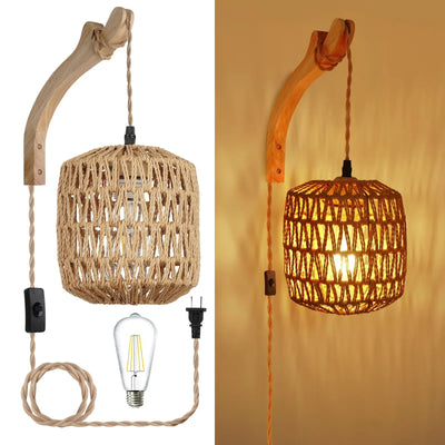 Led Rattan Wall Lamp