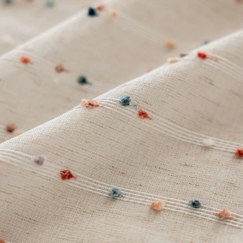 Rainbow Hairball Embroidered Sheer Tulle Curtain