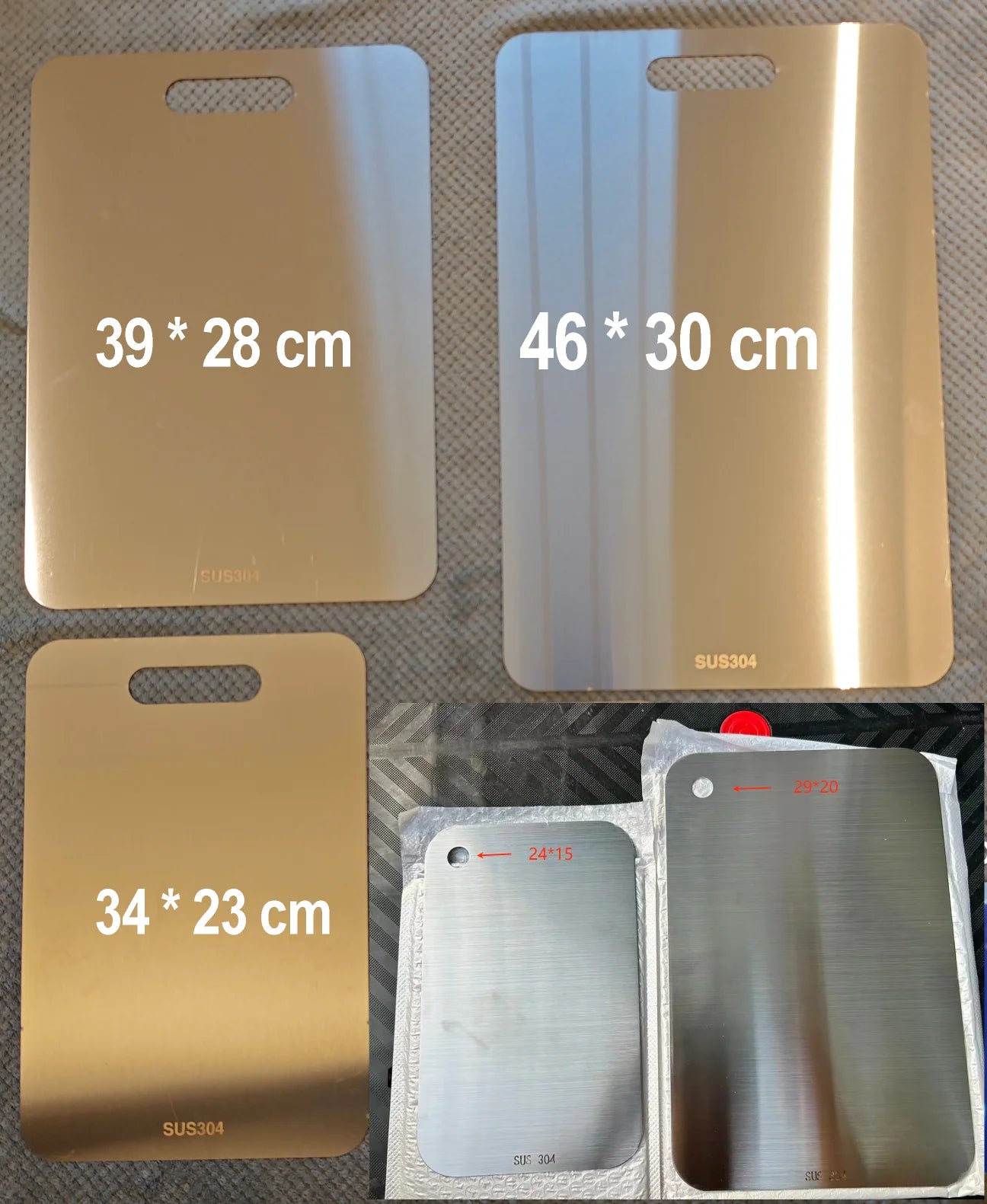 5 Size 304 Stainless Steel Thickened Cutting Board