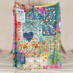 Bohemian style floral flannel blanket