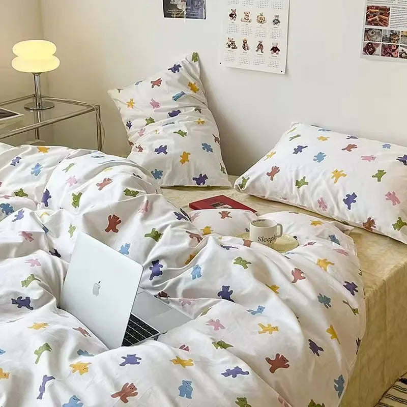 Simple Checkerboard Pattern Printing Bedding Set
