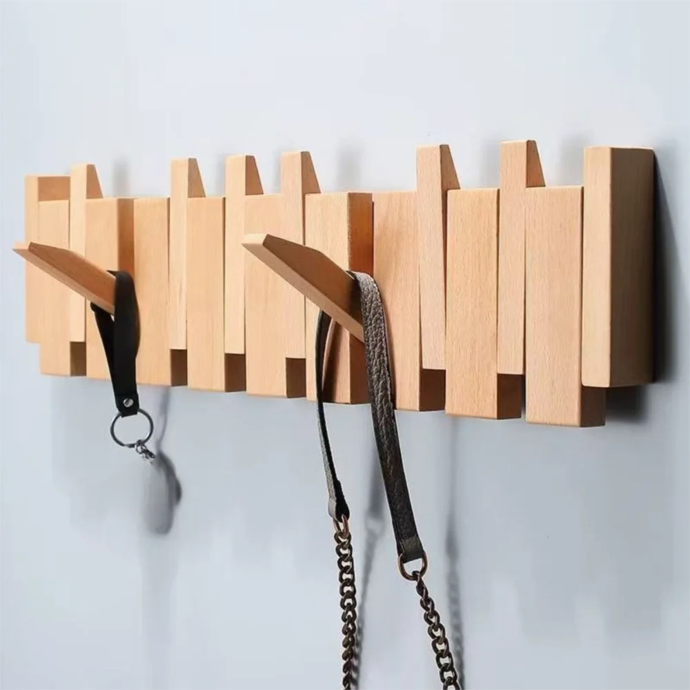 Piano Foldable Wooden Flip Hook Wall Rack