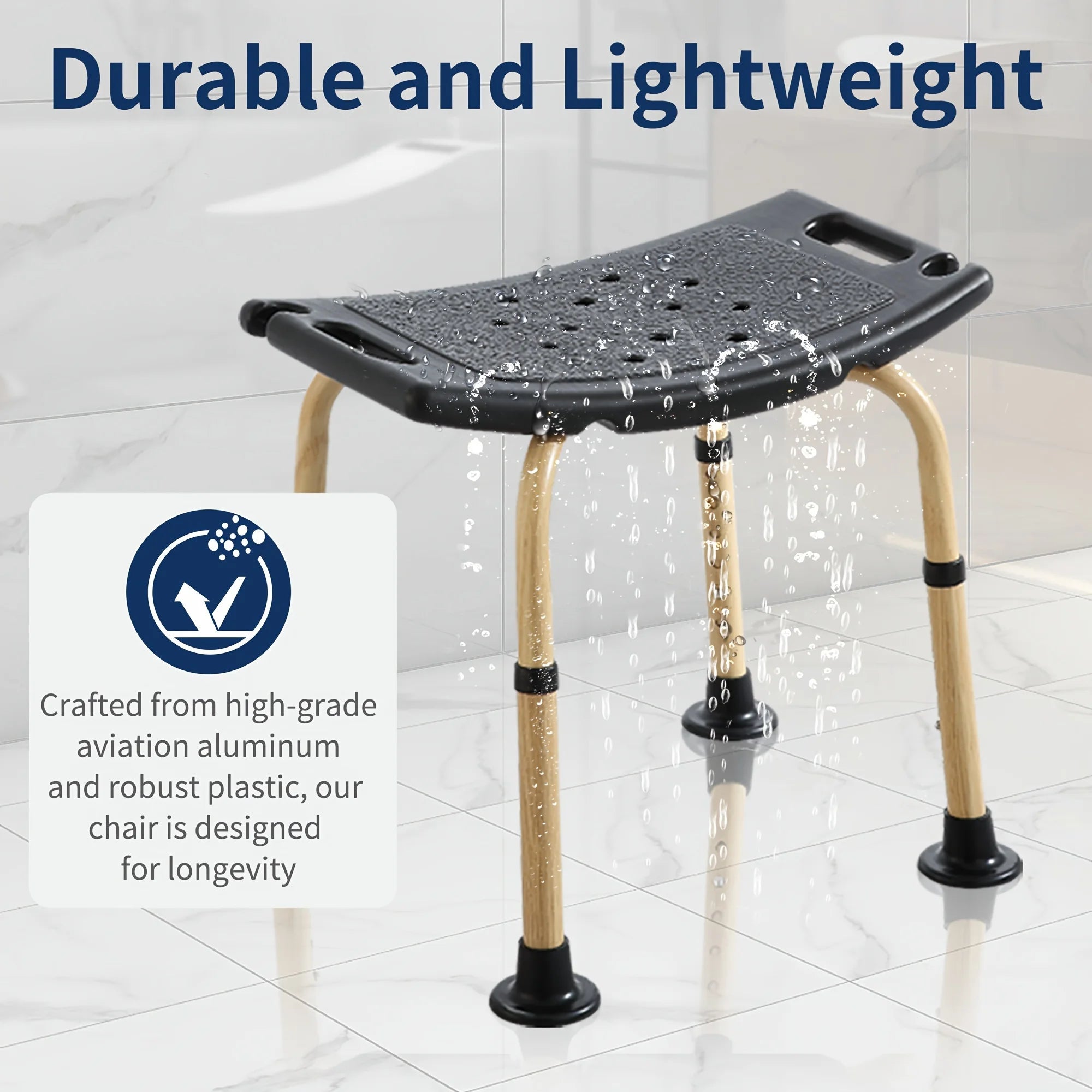 Shower Chair with 6 Levels of Height Adjustment