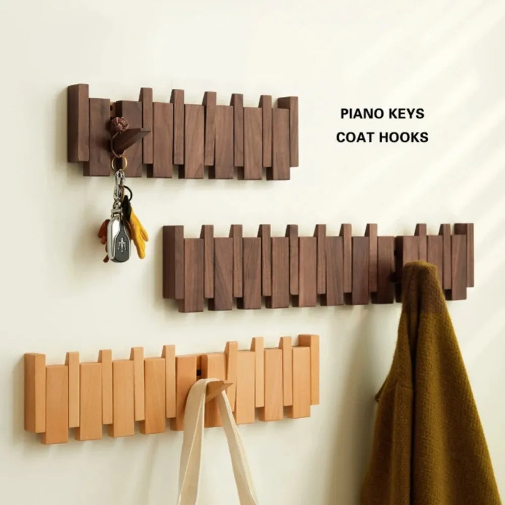 Piano Foldable Wooden Flip Hook Wall Rack