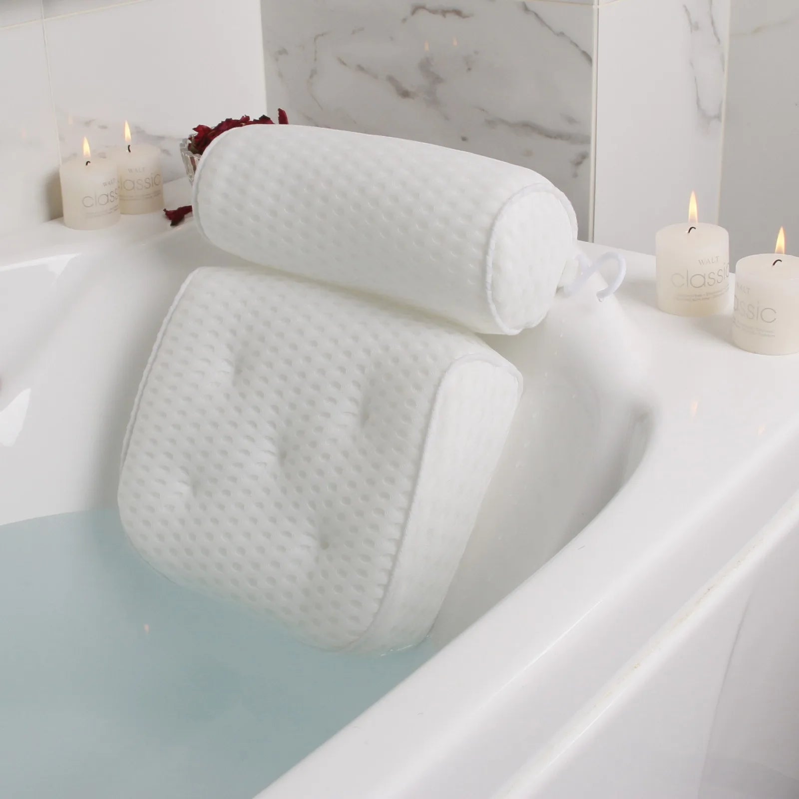 Spa Bathtub Pillow with Anti-Slip Suction Cups for Neck and Back Support