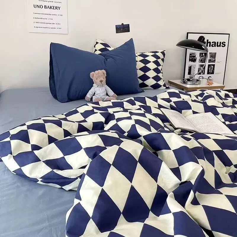 Simple Checkerboard Pattern Printing Bedding Set
