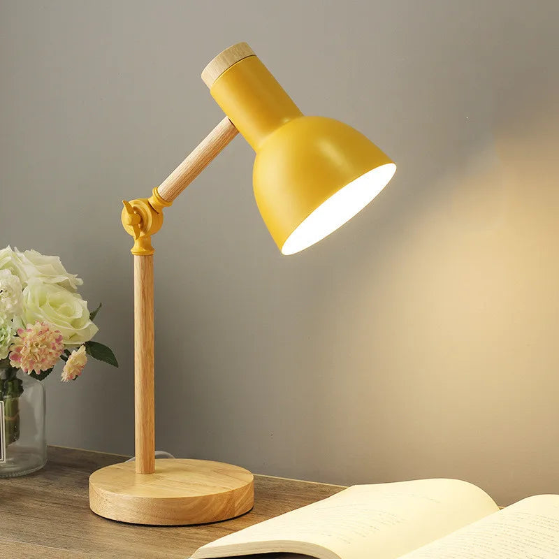 Nordic Table Lamp Wooden Art LED Turn Lamp