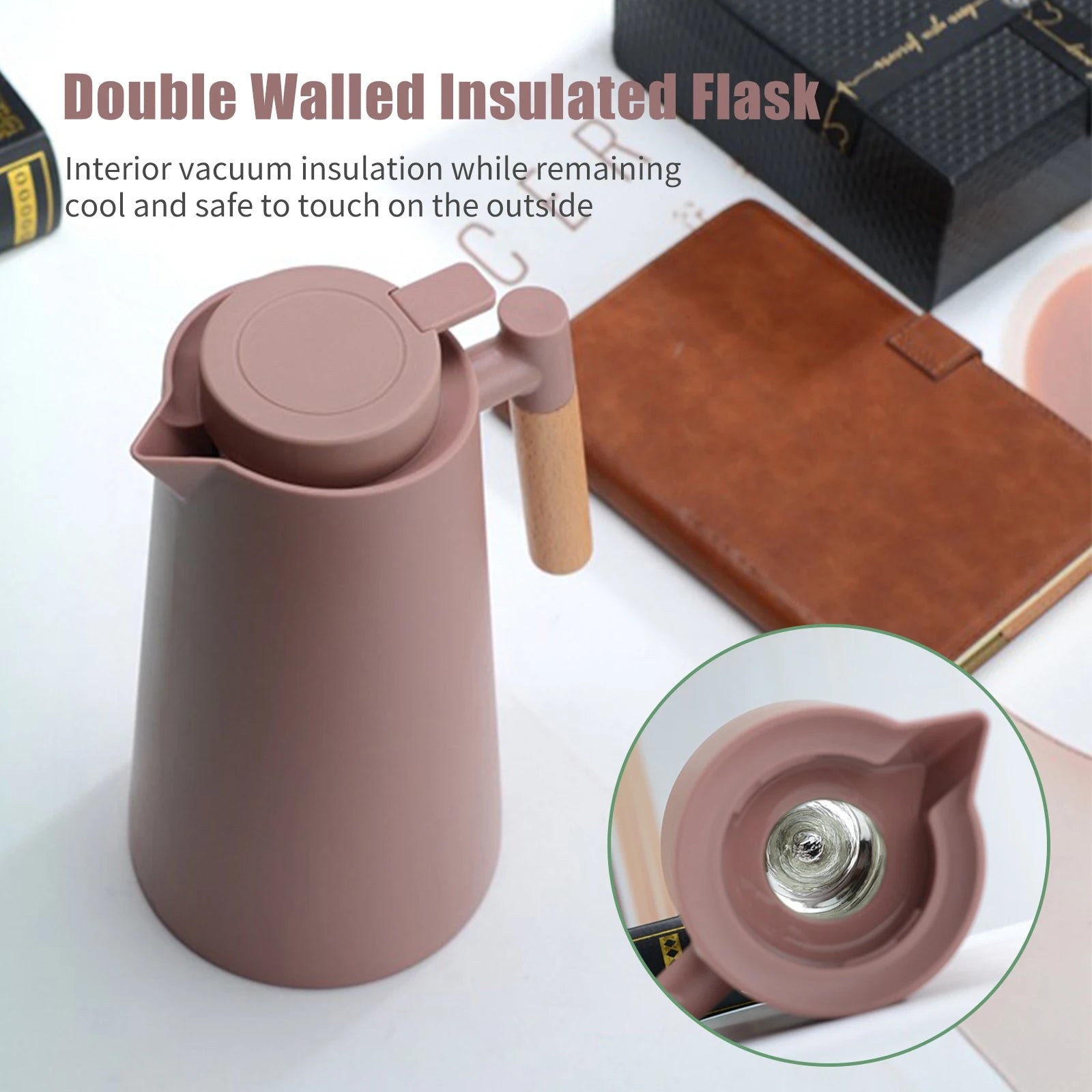 Thermal Pot With Wood Handle Water Kettle