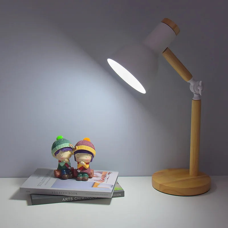 Nordic Table Lamp Wooden Art LED Turn Lamp