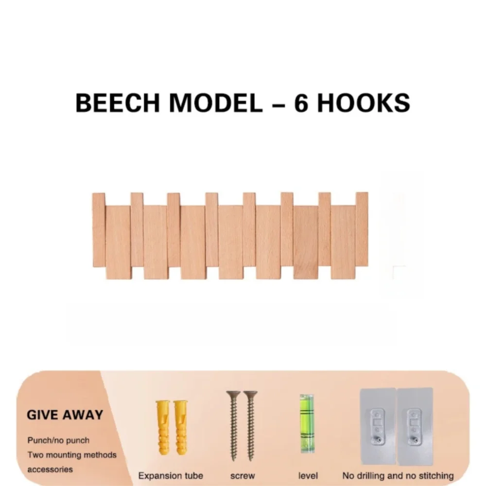 Piano Foldable Wooden Flip Hook Wall Rack