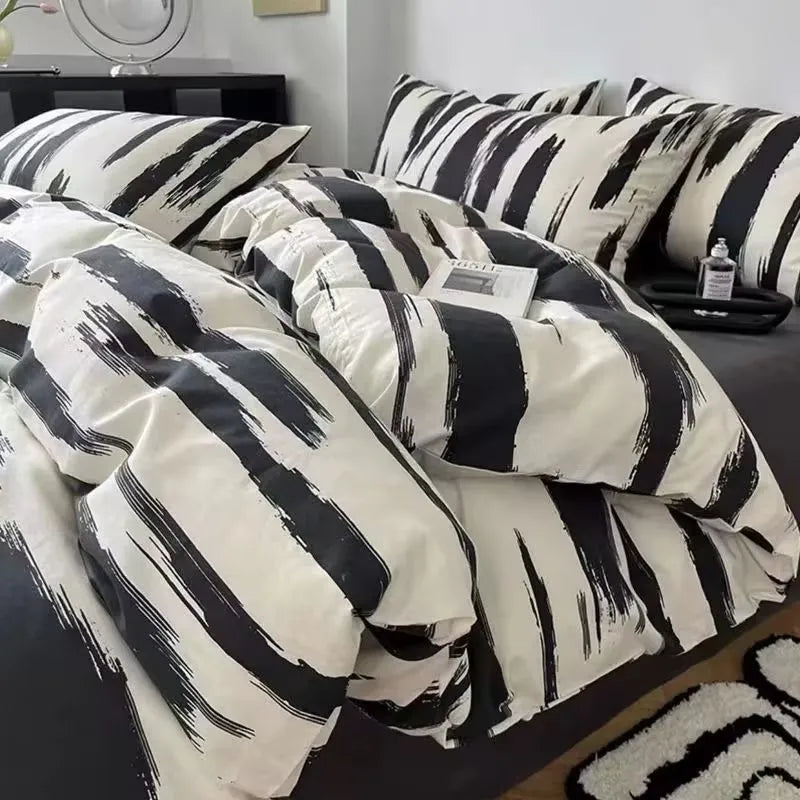 Simple Checkerboard Pattern Printing Bedding Set