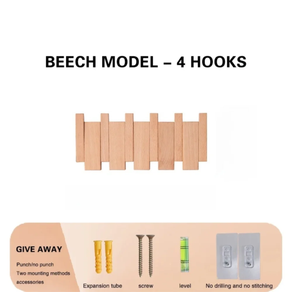 Piano Foldable Wooden Flip Hook Wall Rack