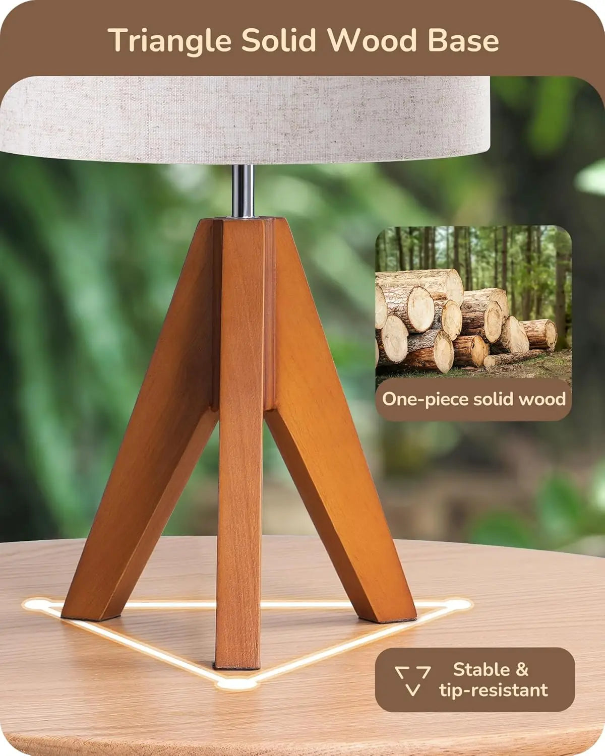 Small Cute Tripod Table Lamp with Linen Shade
