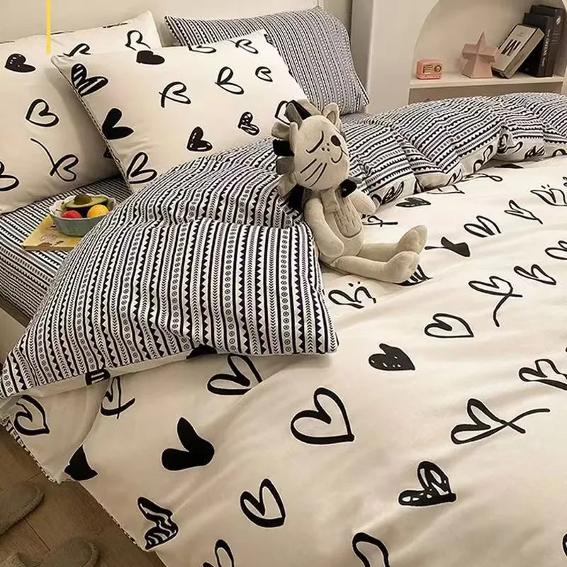 Simple Checkerboard Pattern Printing Bedding Set