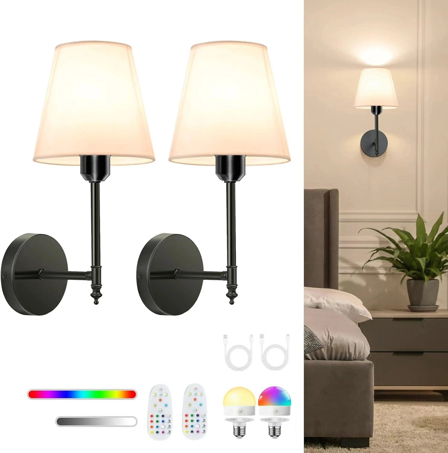 Wireless Rechargeable Battery-Powered Wall Light with 4000 Mah