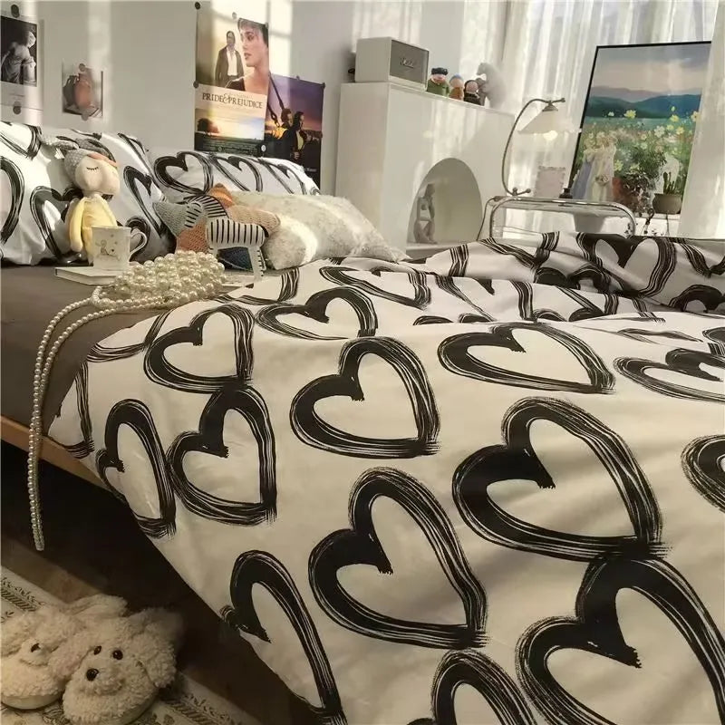 Simple Checkerboard Pattern Printing Bedding Set