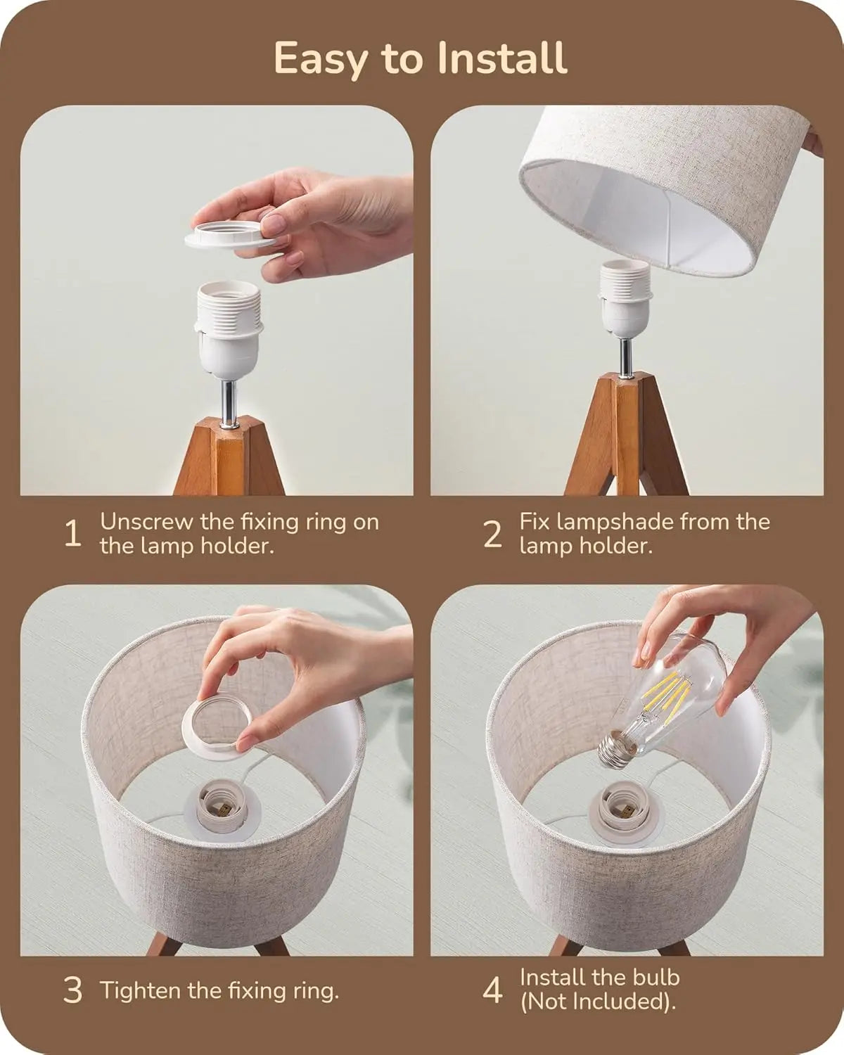Small Cute Tripod Table Lamp with Linen Shade