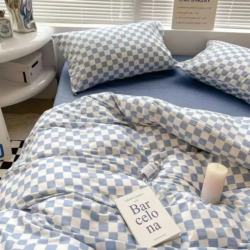 Simple Checkerboard Pattern Printing Bedding Set