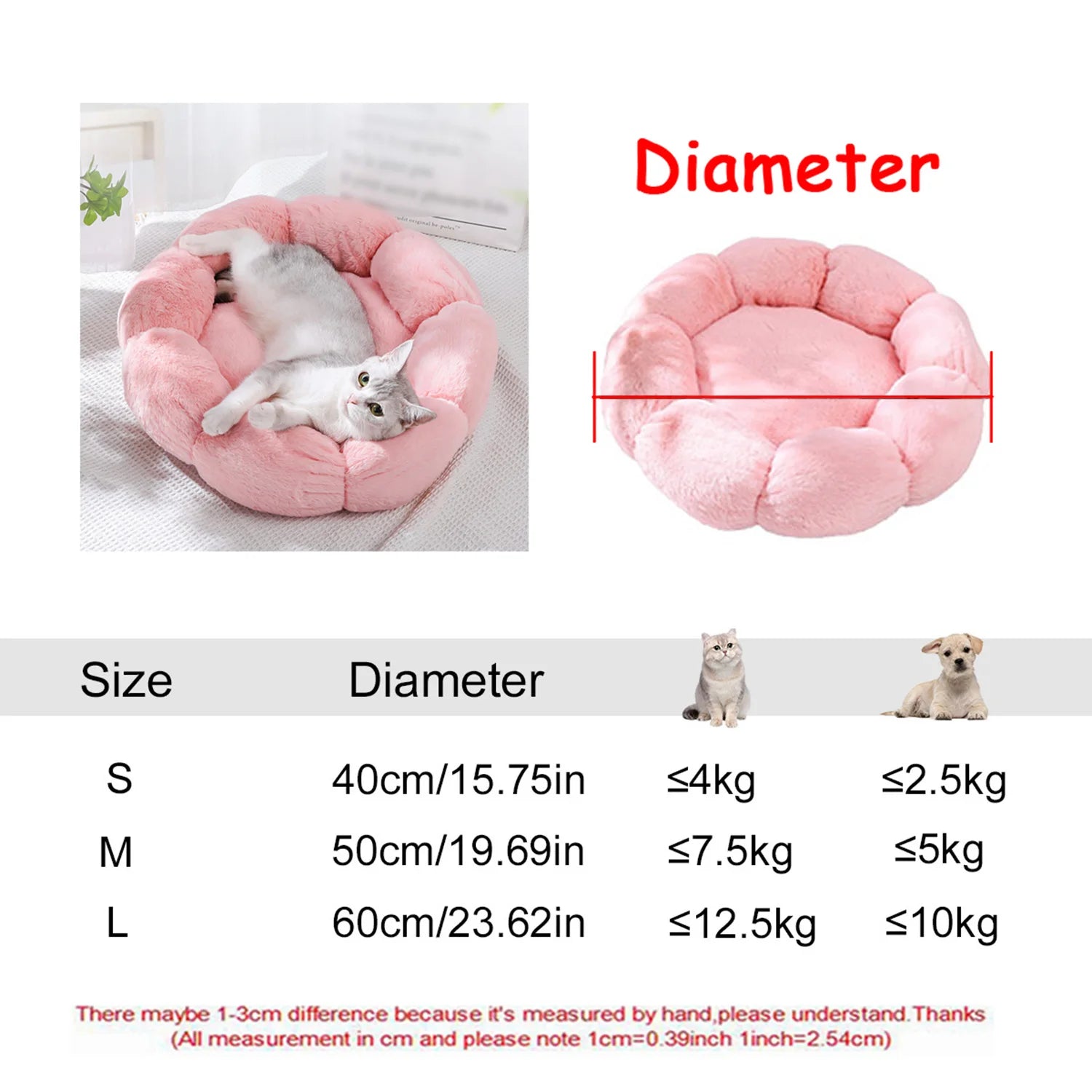 Round Dog Bed Winter Warm Cat Bed